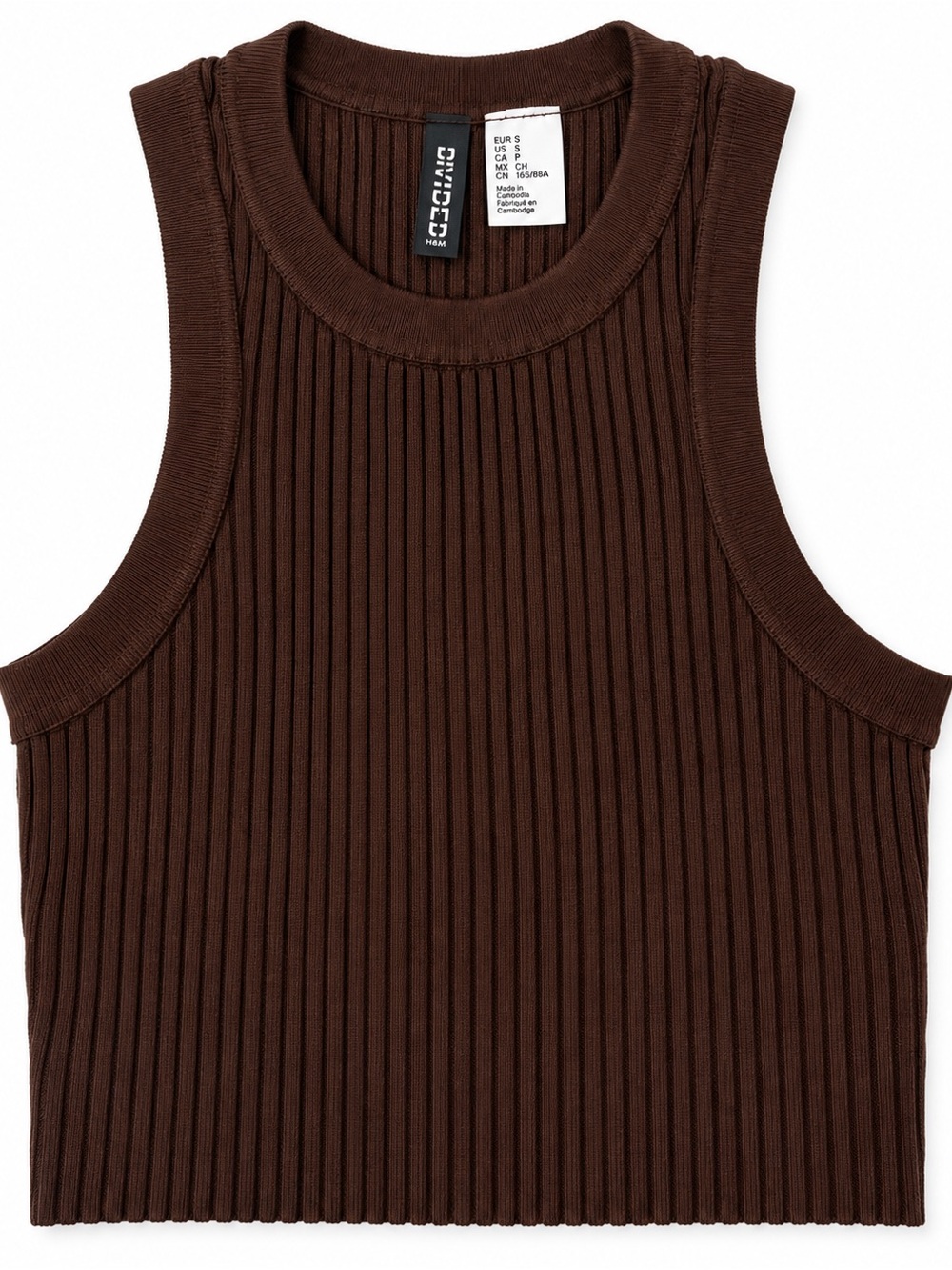 H&M Divided Chocolate Brown Ribbed Tank Top